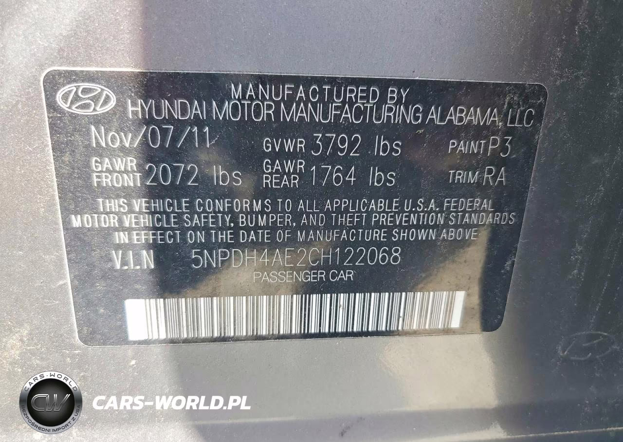 2012 Hyundai Elantra Limited VIN:5NPDH4AE2CH122068 - 12
