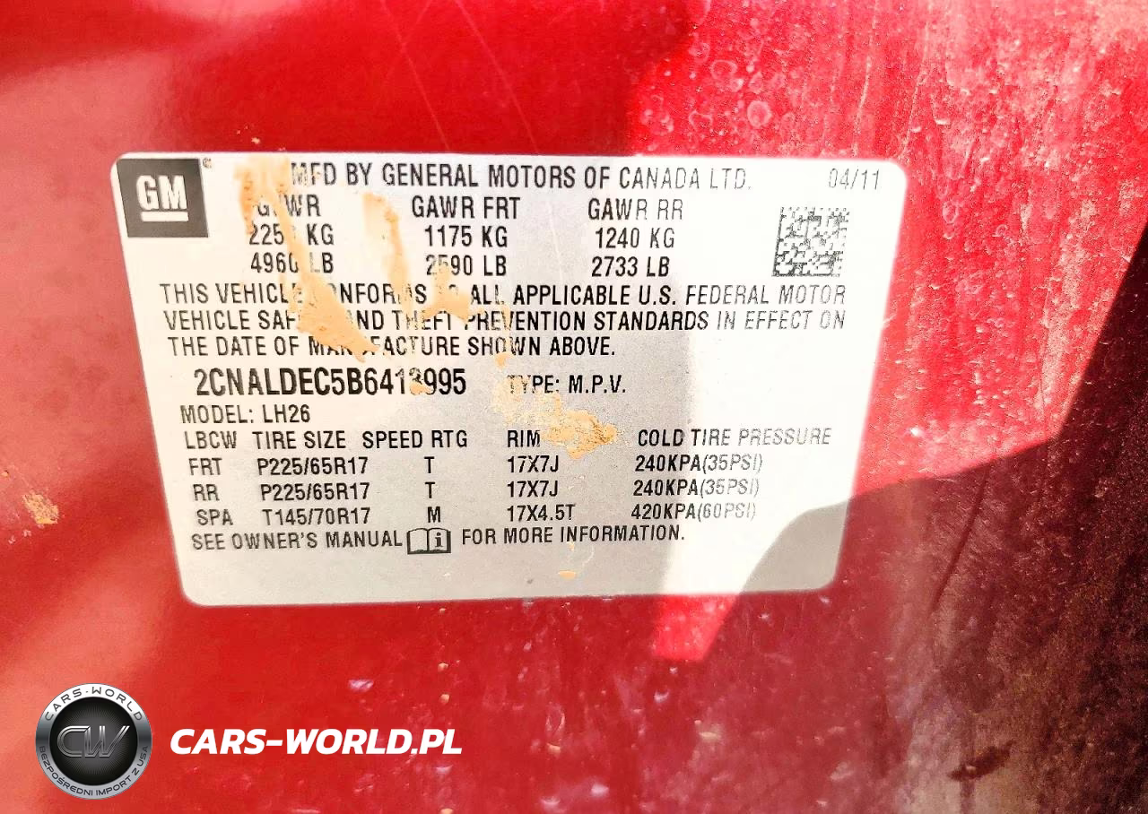 2011 Chevrolet Equinox Lt VIN:2CNALDEC5B6413995 - 12