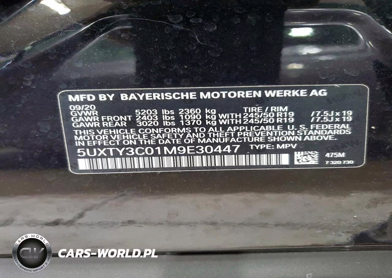 2021 BMW X3 Sdrive30I VIN:5UXTY3C01M9E30447 - 13