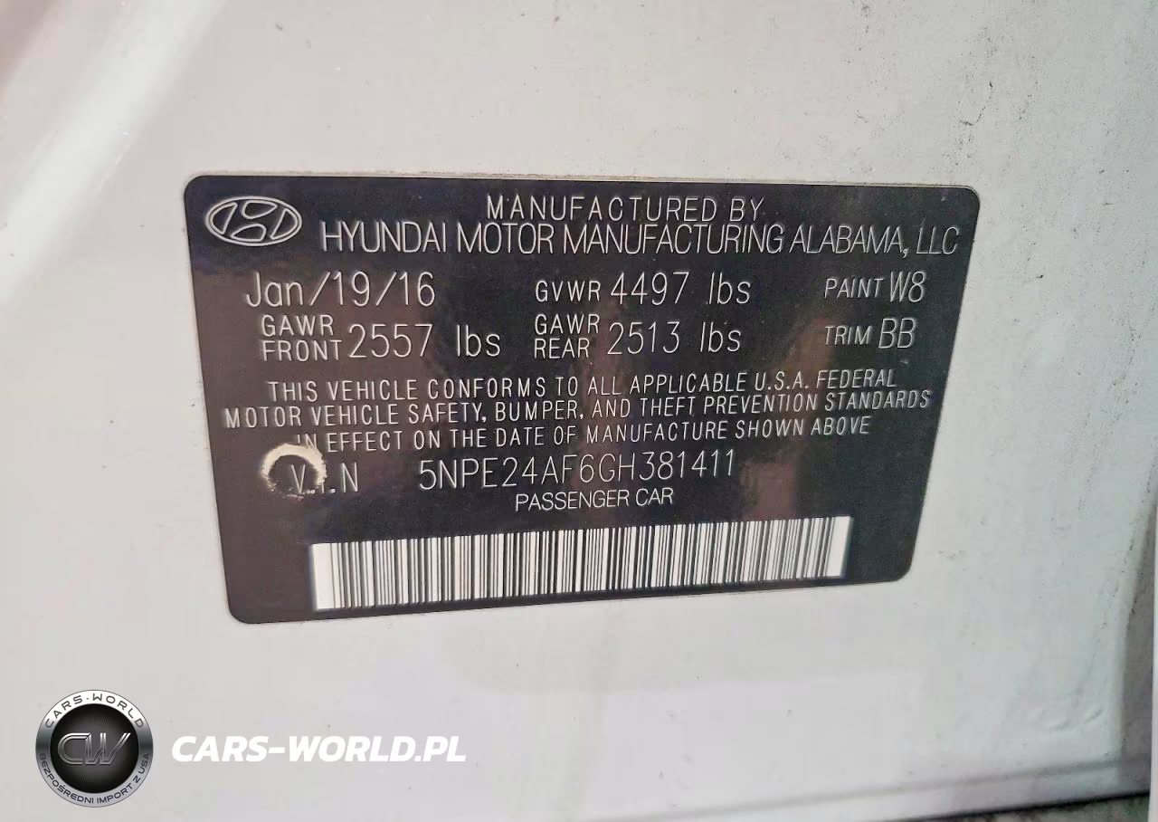 2016 Hyundai Sonata Se VIN:5NPE24AF6GH381411 - 12