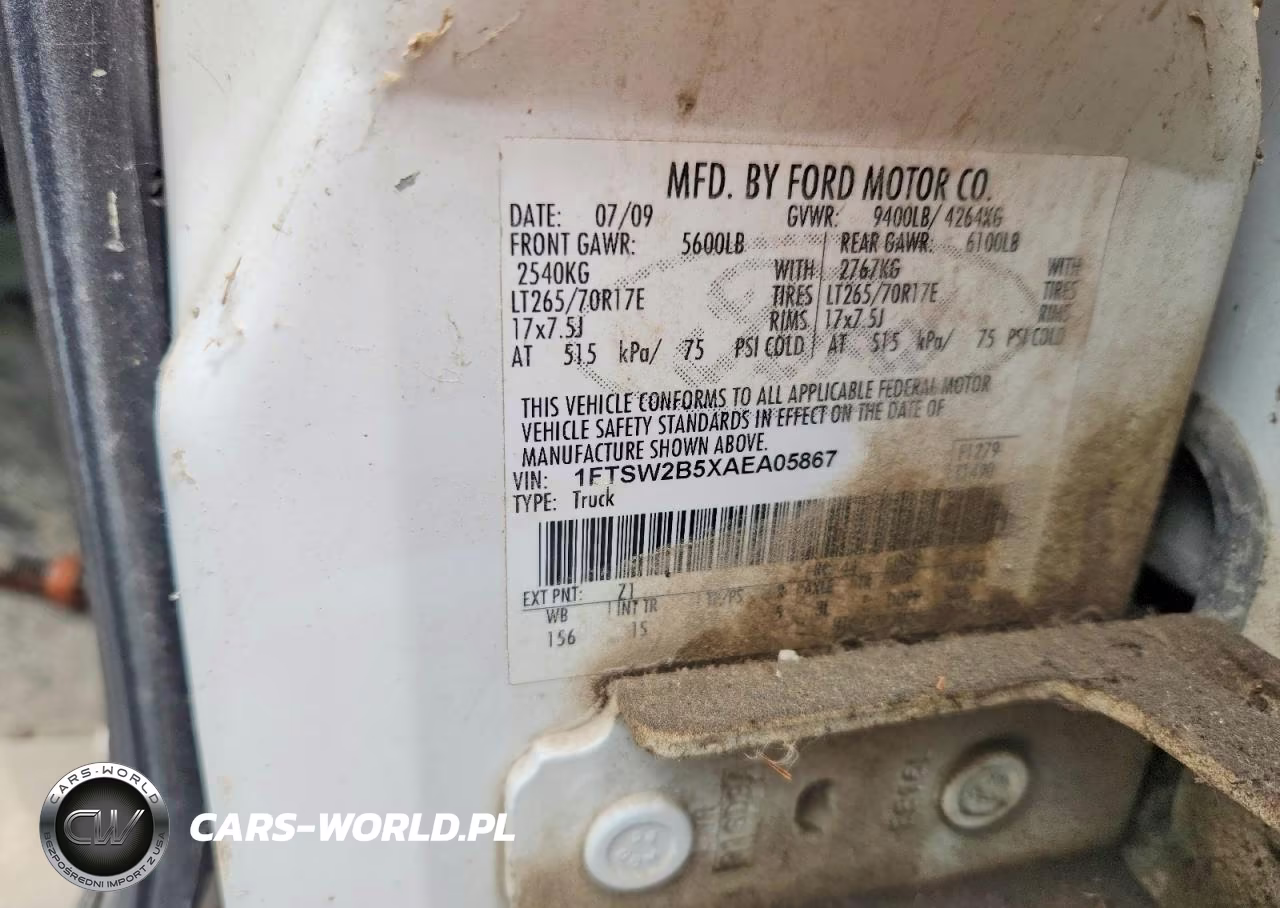 2010 Ford F250 Super Duty VIN:1FTSW2B5XAEA05867 - 12