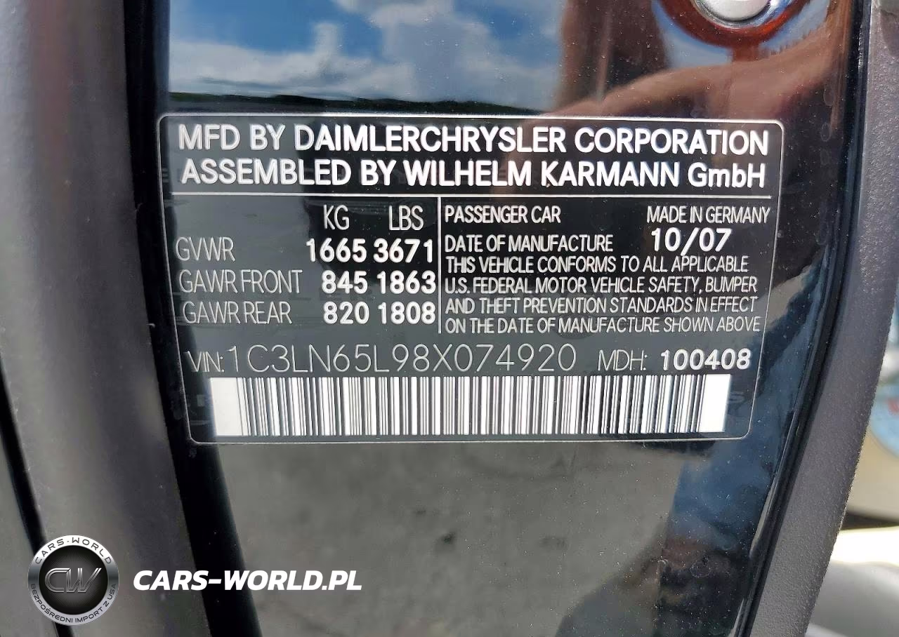 2008 Chrysler Crossfire Limited VIN:1C3LN65L98X074920 - 12