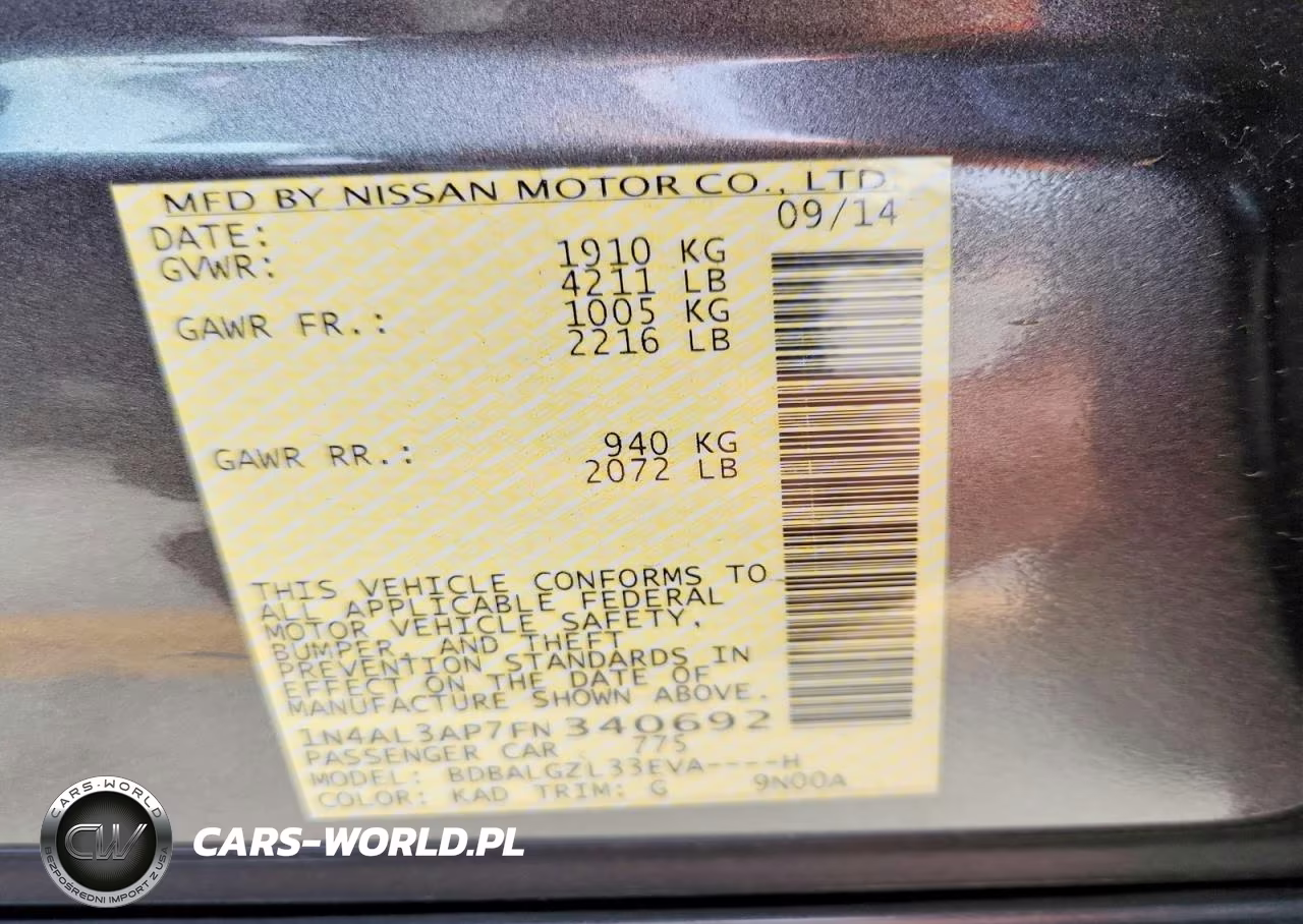 2015 Nissan Altima 2.5 S VIN:1N4AL3AP7FN340692 - 13