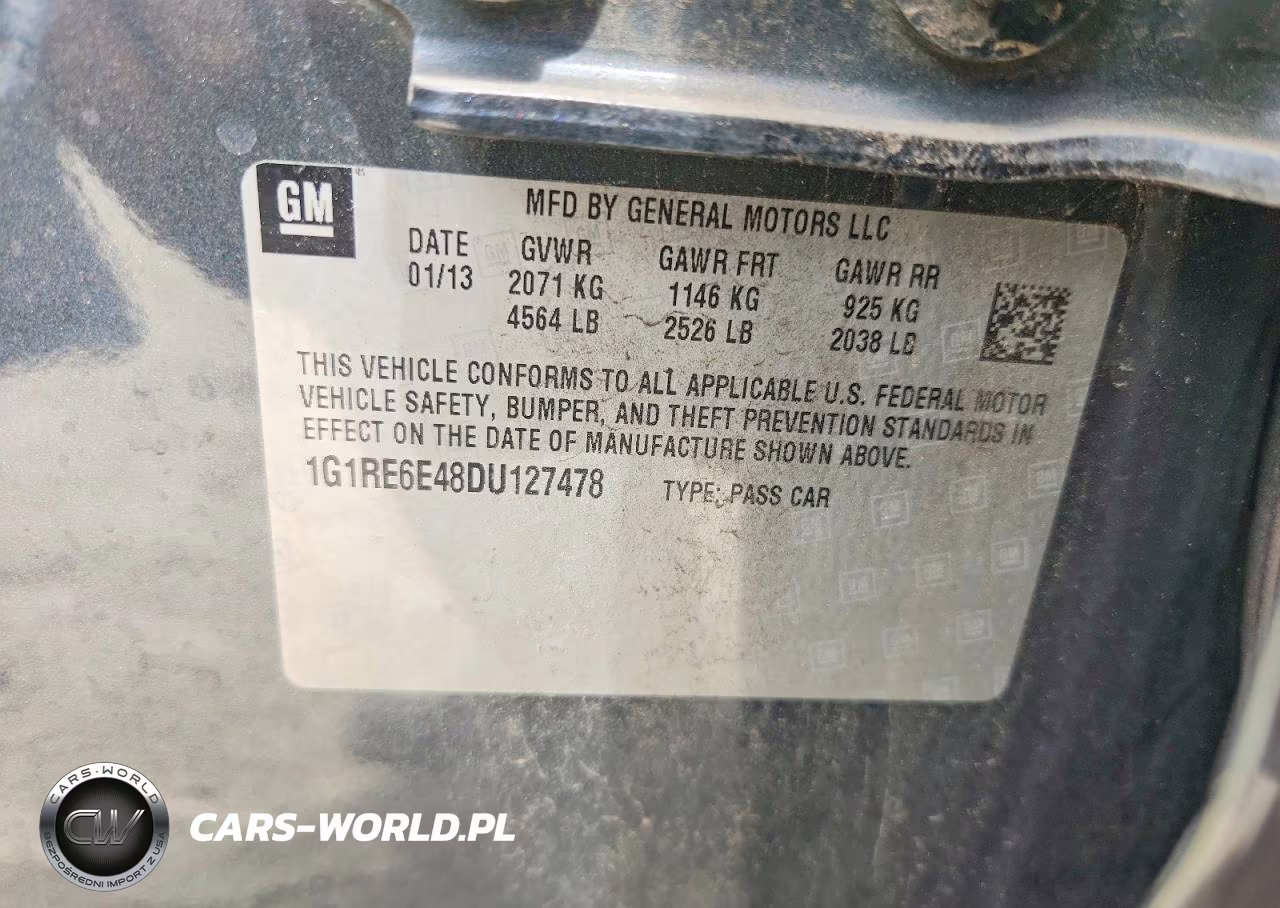 2013 Chevrolet Volt VIN:1G1RE6E48DU127478 - 12