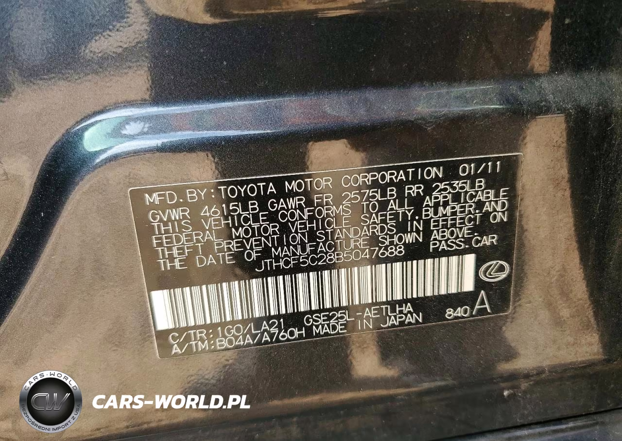 2011 Lexus Is 250 VIN:JTHCF5C28B5047688 - 12
