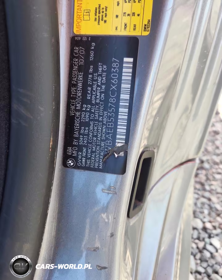 2008 BMW 650 I VIN:WBAEB53578CX60387 - 13