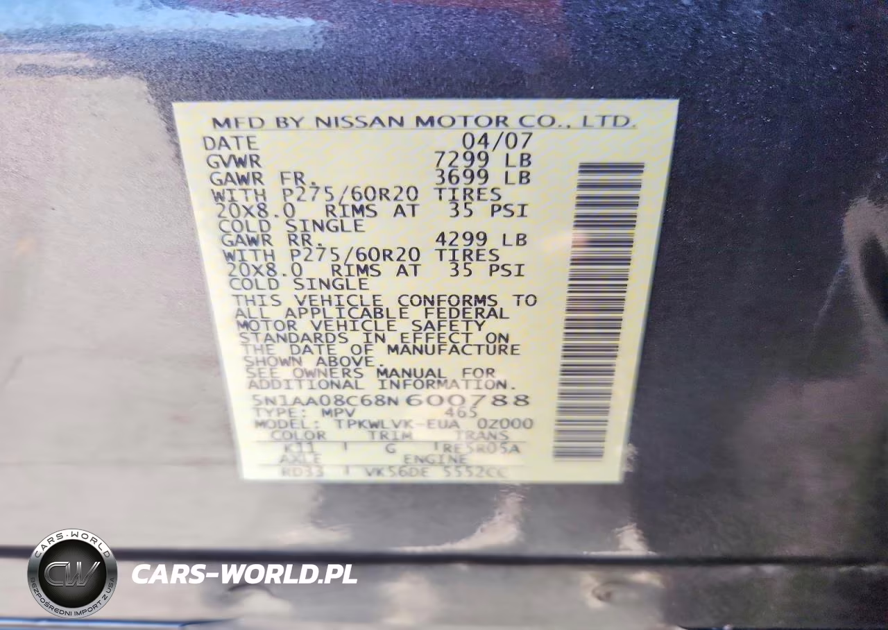 2008 Nissan Armada Se VIN:5N1AA08C68N600788 - 13