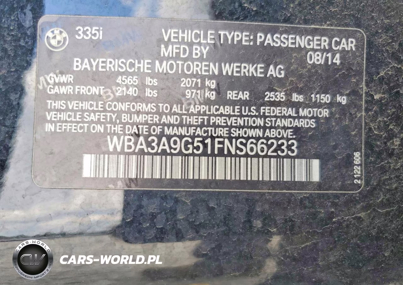 2015 BMW 335 I VIN:WBA3A9G51FNS66233 - 12