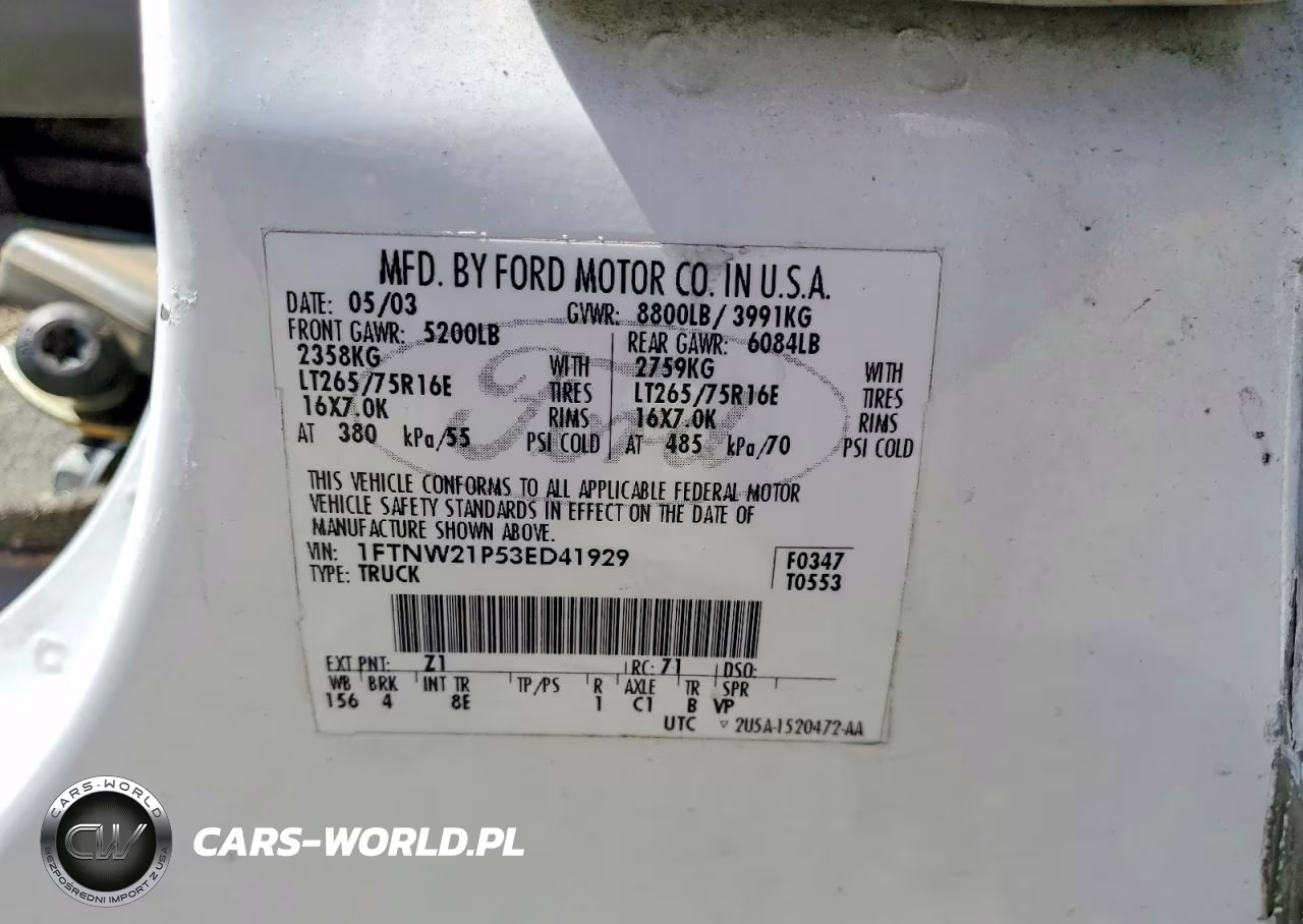 2003 Ford F250 Super Duty VIN:1FTNW21P53ED41929 - 13