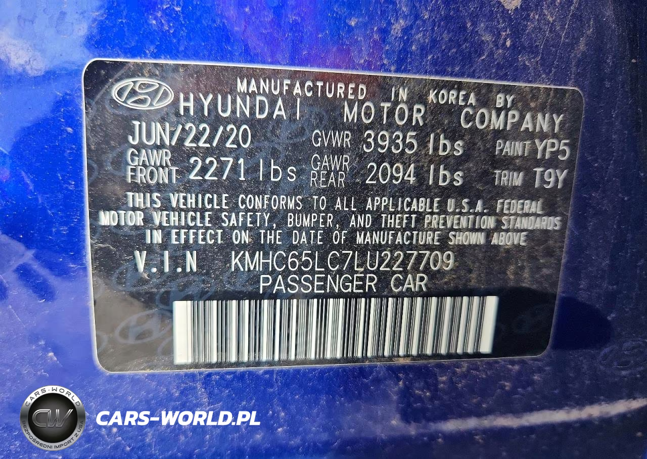 2020 Hyundai Ioniq Blue VIN:KMHC65LC7LU227709 - 12