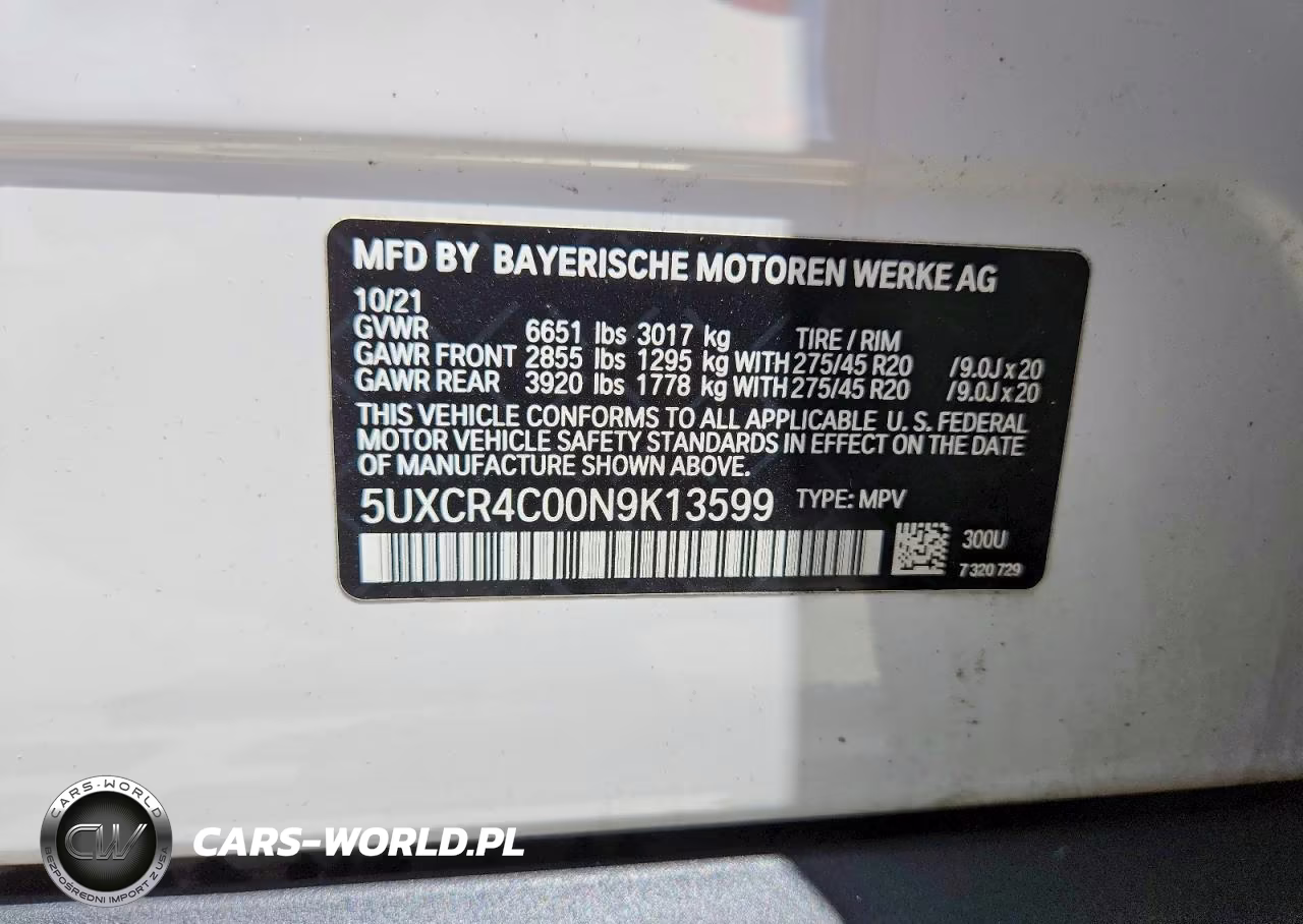 2022 BMW X5 Sdrive 40I VIN:5UXCR4C00N9K13599 - 13