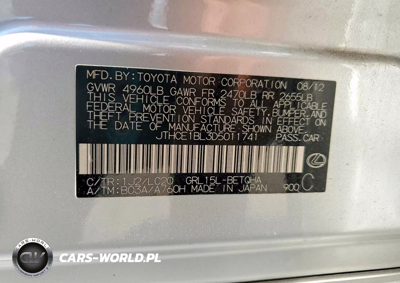2013 Lexus Gs 350 VIN:JTHCE1BL3D5011741 - 12