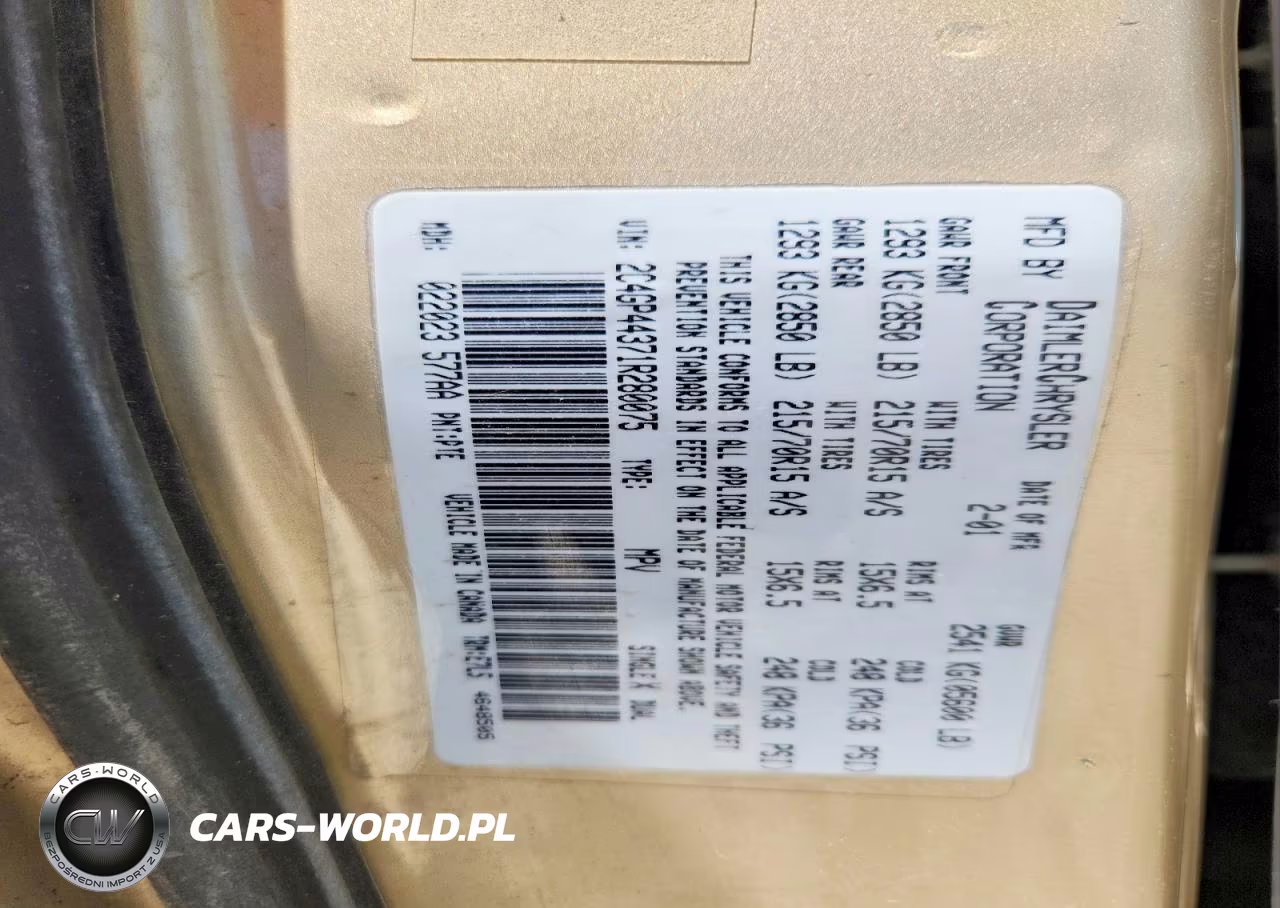 2001 Chrysler Town & Country Lx VIN:2C4GP44371R280075 - 13