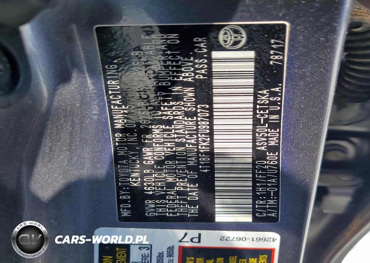2015 Toyota Camry Se VIN:4T1BF1FK2FU987073 - 12