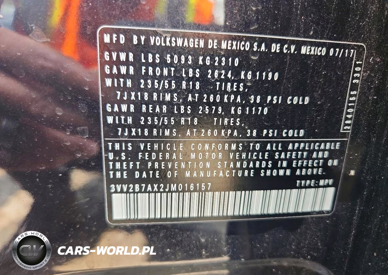 2018 Volkswagen Tiguan Se VIN:3VV2B7AX2JM016157 - 13