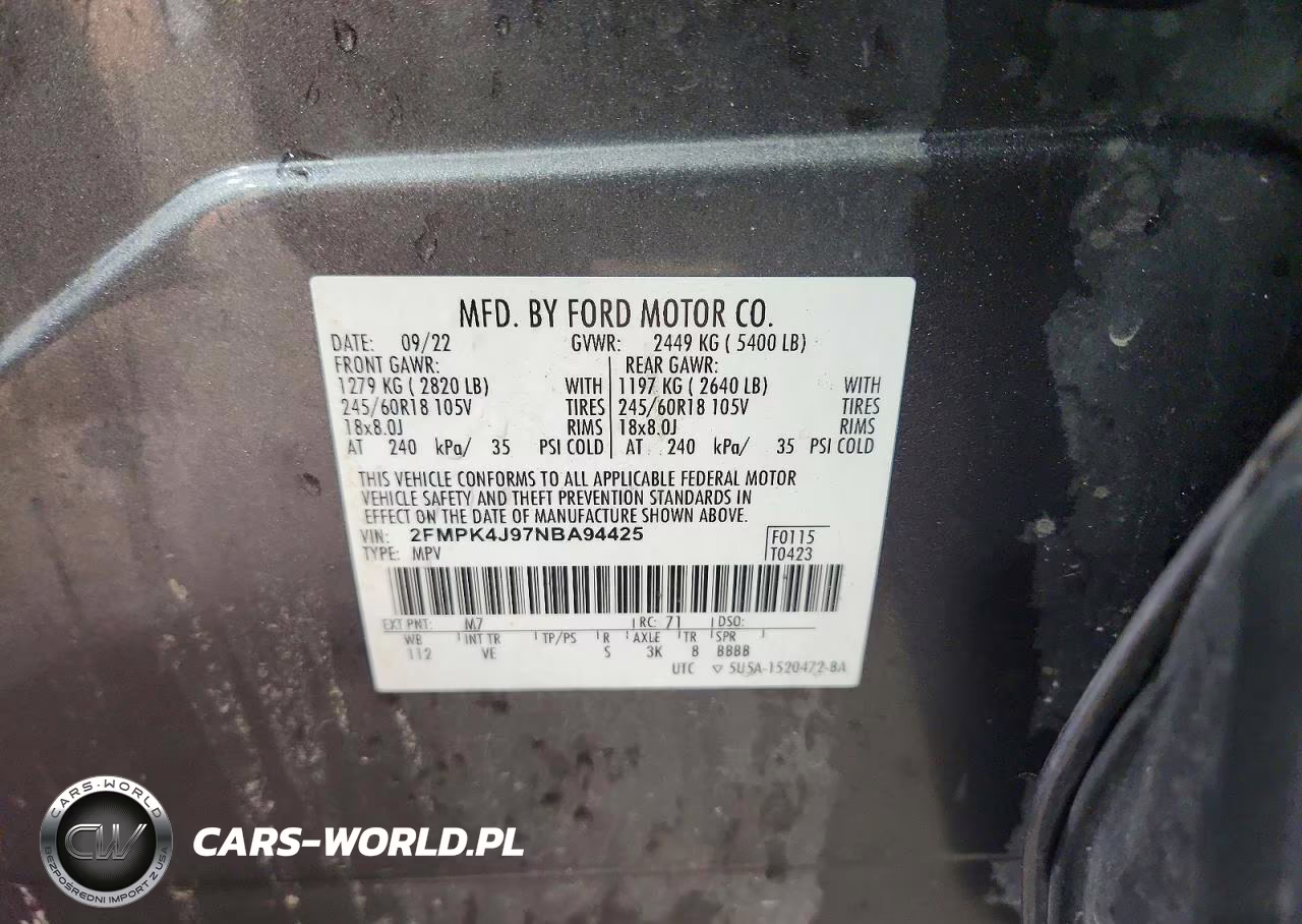 2022 Ford Edge Sel VIN:2FMPK4J97NBA94425 - 13