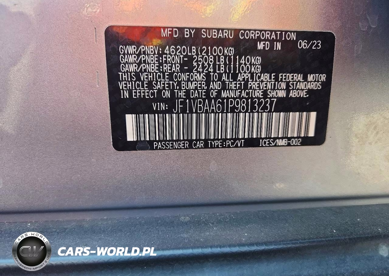 2023 Subaru Wrx VIN:JF1VBAA61P9813237 - 13