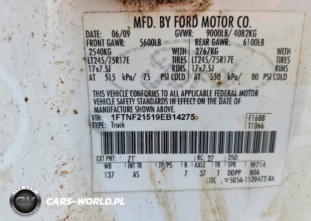 2009 Ford F250 Super Duty VIN:1FTNF21519EB14275 - 12