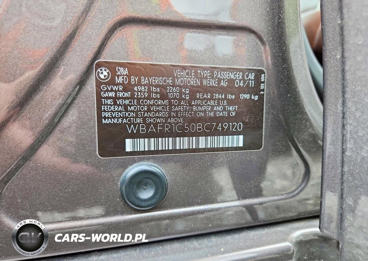 2011 BMW 528 I VIN:WBAFR1C50BC749120 - 12