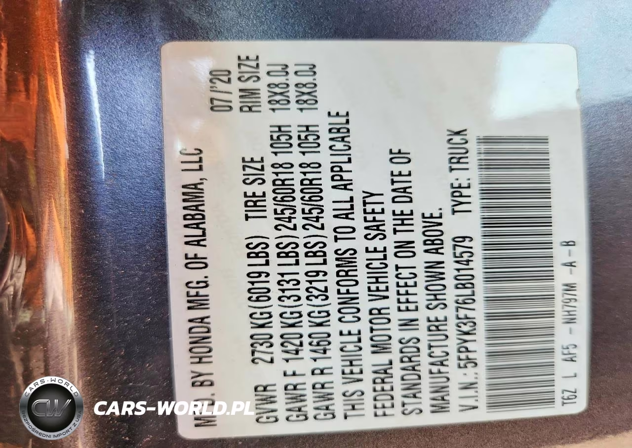 2020 Honda Ridgeline Rts VIN:5FPYK3F76LB014579 - 12
