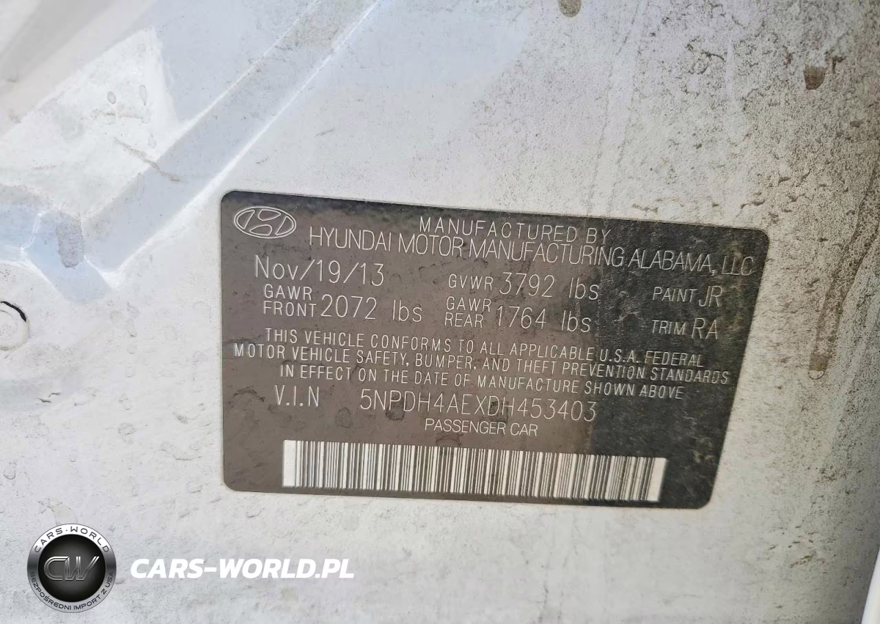 2013 Hyundai Elantra Gls VIN:5NPDH4AEXDH453403 - 12