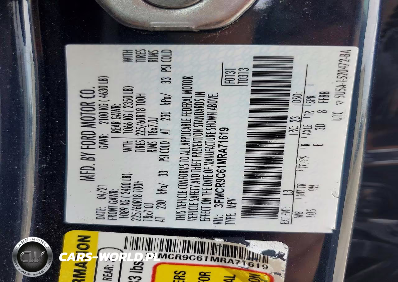 2021 Ford Bronco Sport Outer Banks VIN:3FMCR9C61MRA71619 - 13