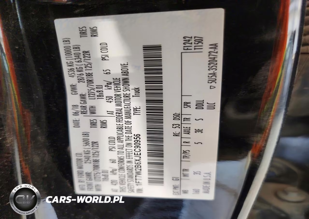 2018 Ford F250 Super Duty VIN:1FT7W2B6XJEC90956 - 12