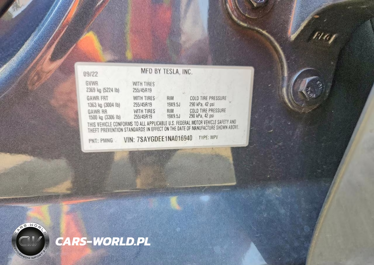 2022 Tesla Model Y VIN:7SAYGDEE1NA016940 - 12
