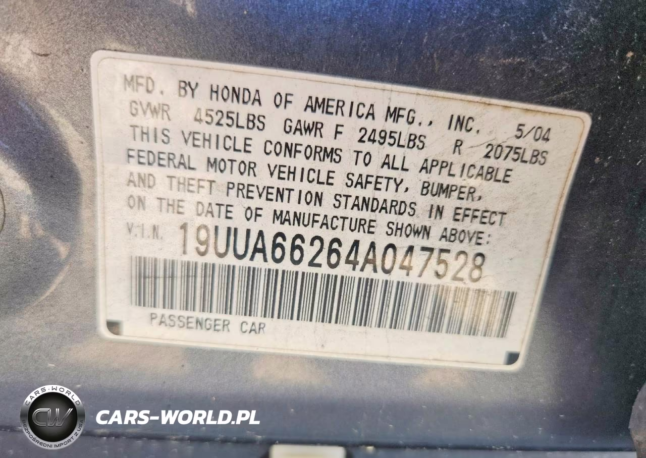 2004 Acura Tl VIN:19UUA66264A047528 - 12