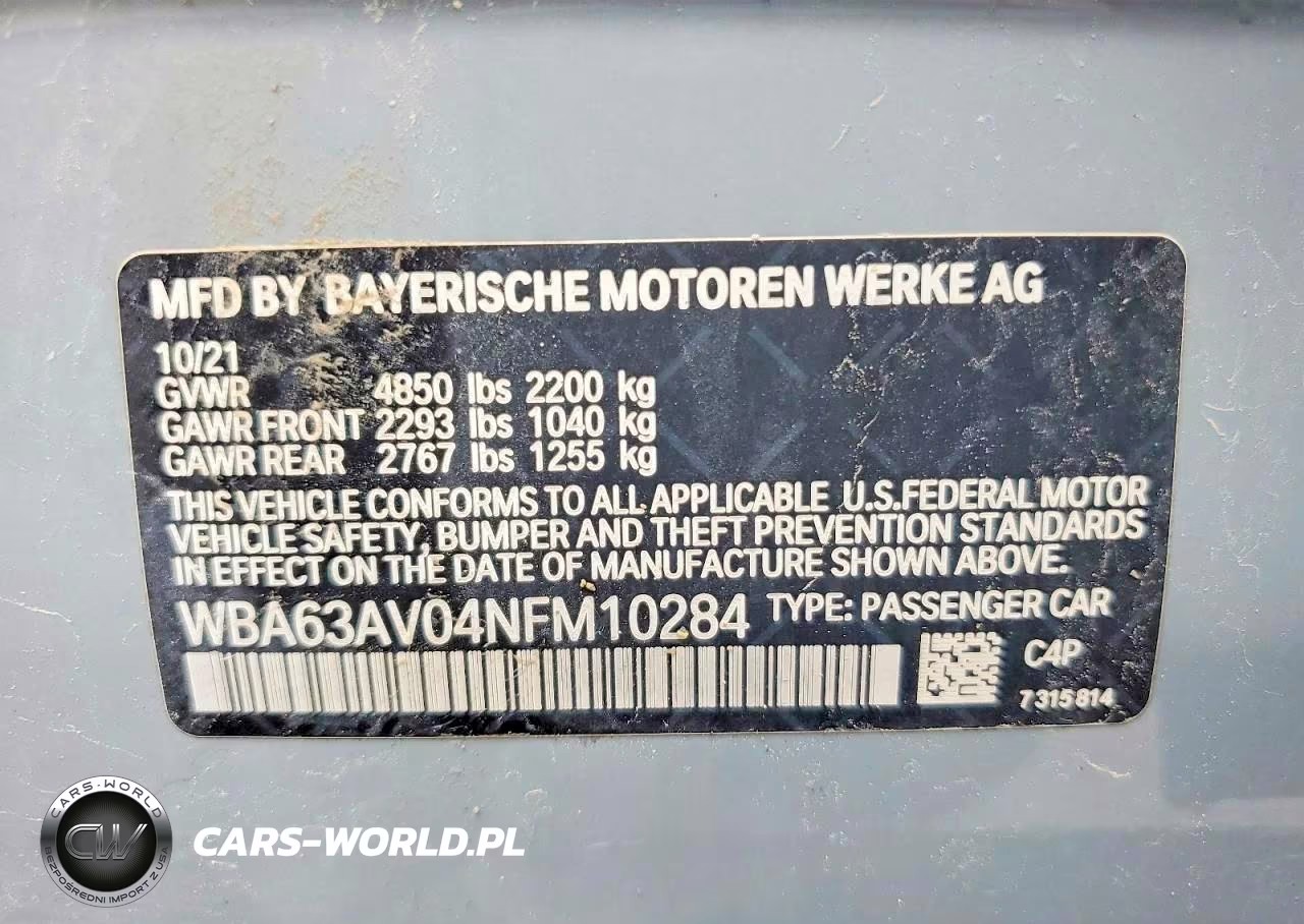 2022 BMW 430I Gran Coupe VIN:WBA63AV04NFM10284 - 12