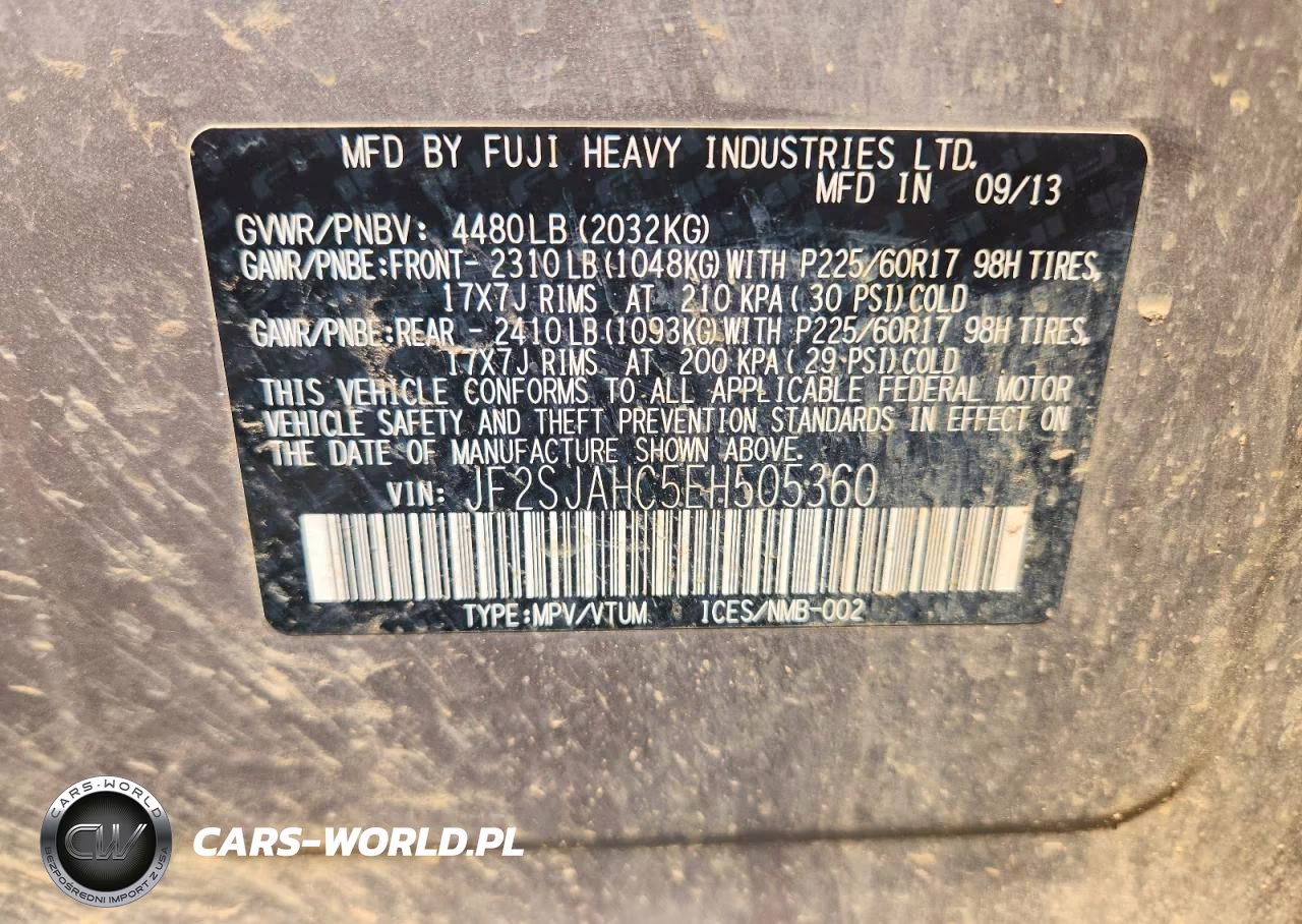2014 Subaru Forester 2.5I Limited VIN:JF2SJAHC5EH505360 - 14