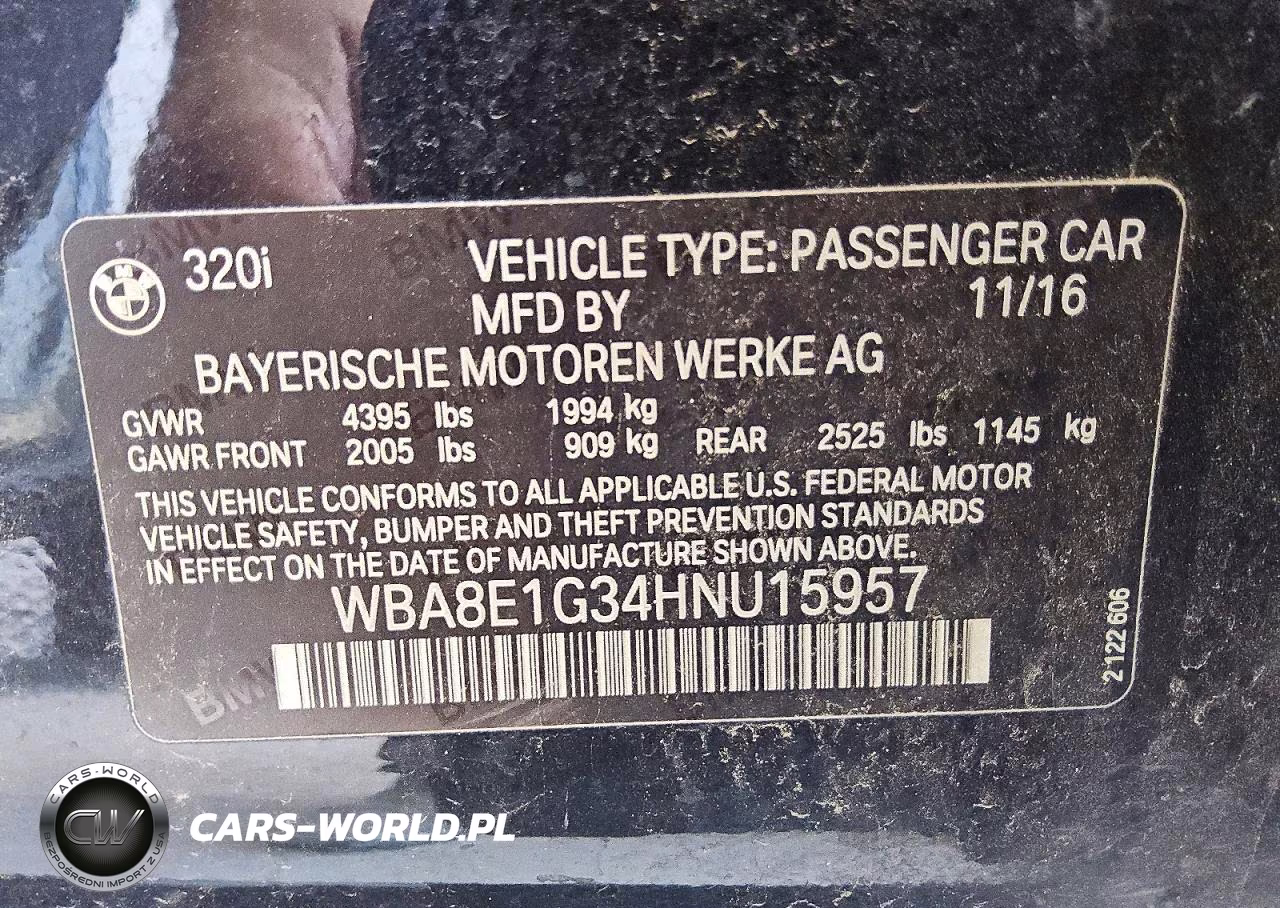 2017 BMW 320 I VIN:WBA8E1G34HNU15957 - 12