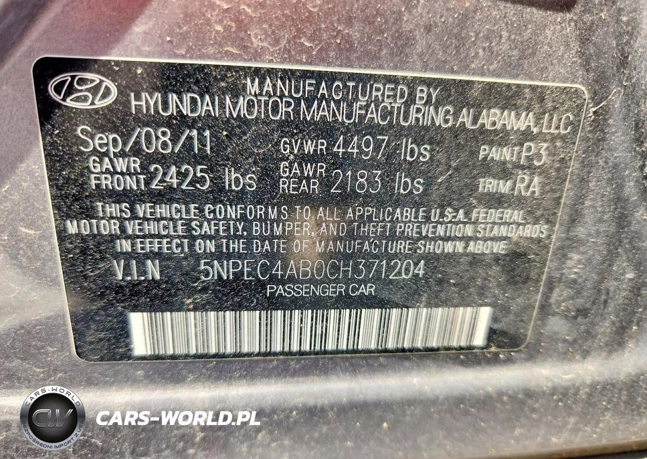 2012 Hyundai Sonata Limited 2.0T VIN:5NPEC4AB0CH371204 - 12