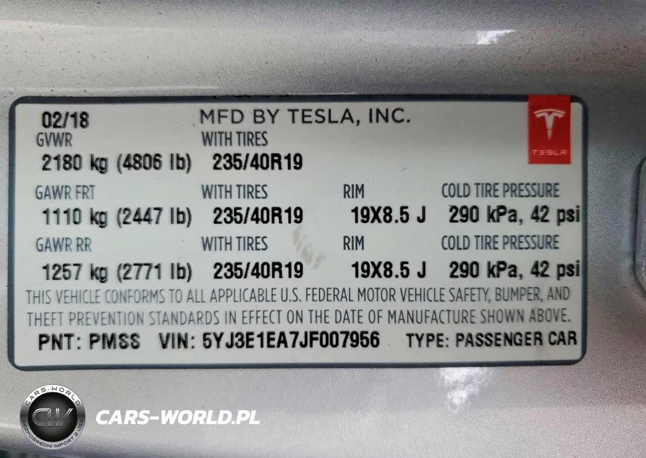 2018 Tesla Model 3 VIN:5YJ3E1EA7JF007956 - 12