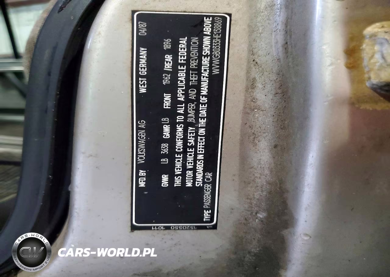 1987 Volkswagen Quantum Deluxe VIN:WVWGB0333HE138869 - 13