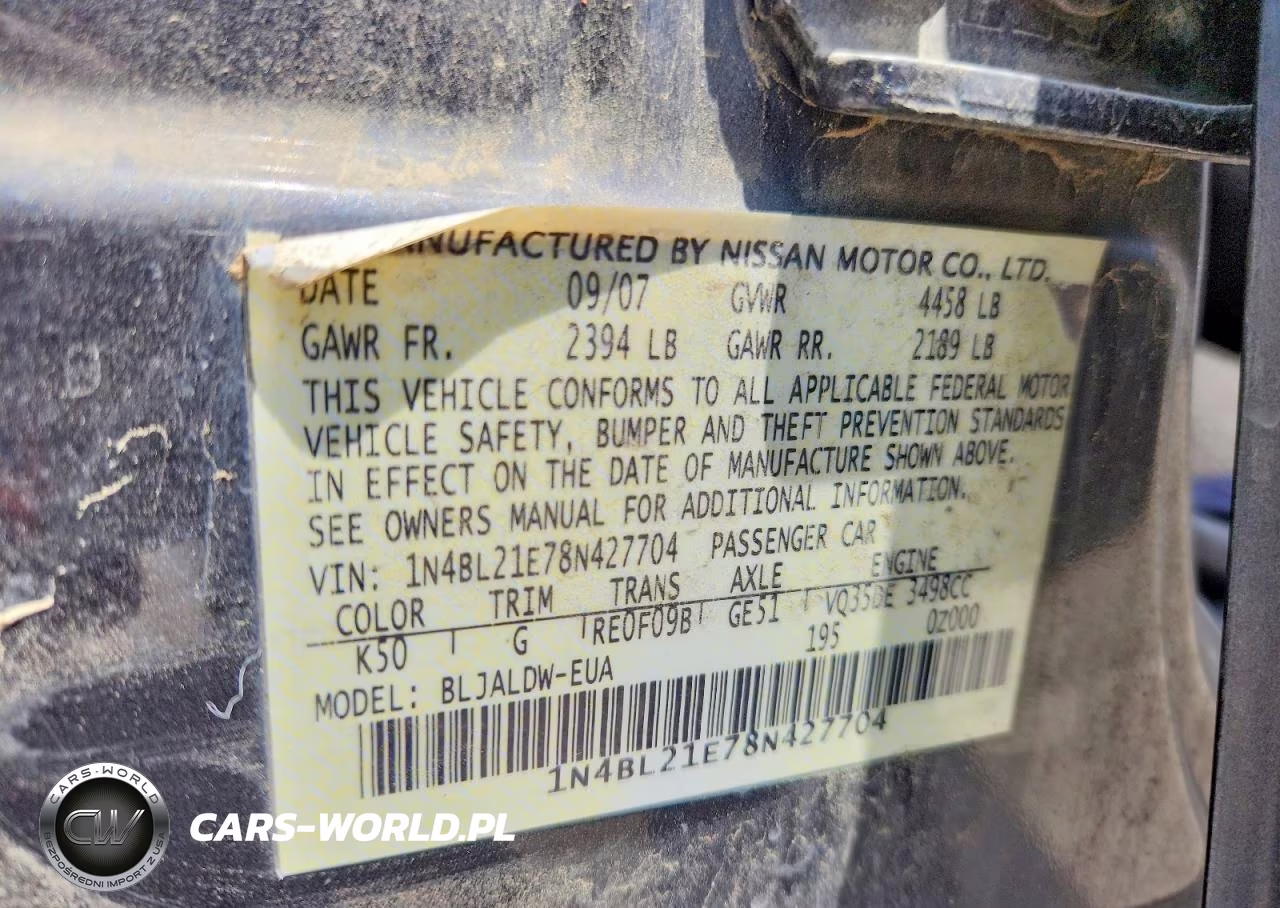 2008 Nissan Altima 3.5 Se VIN:1N4BL21E78N427704 - 12