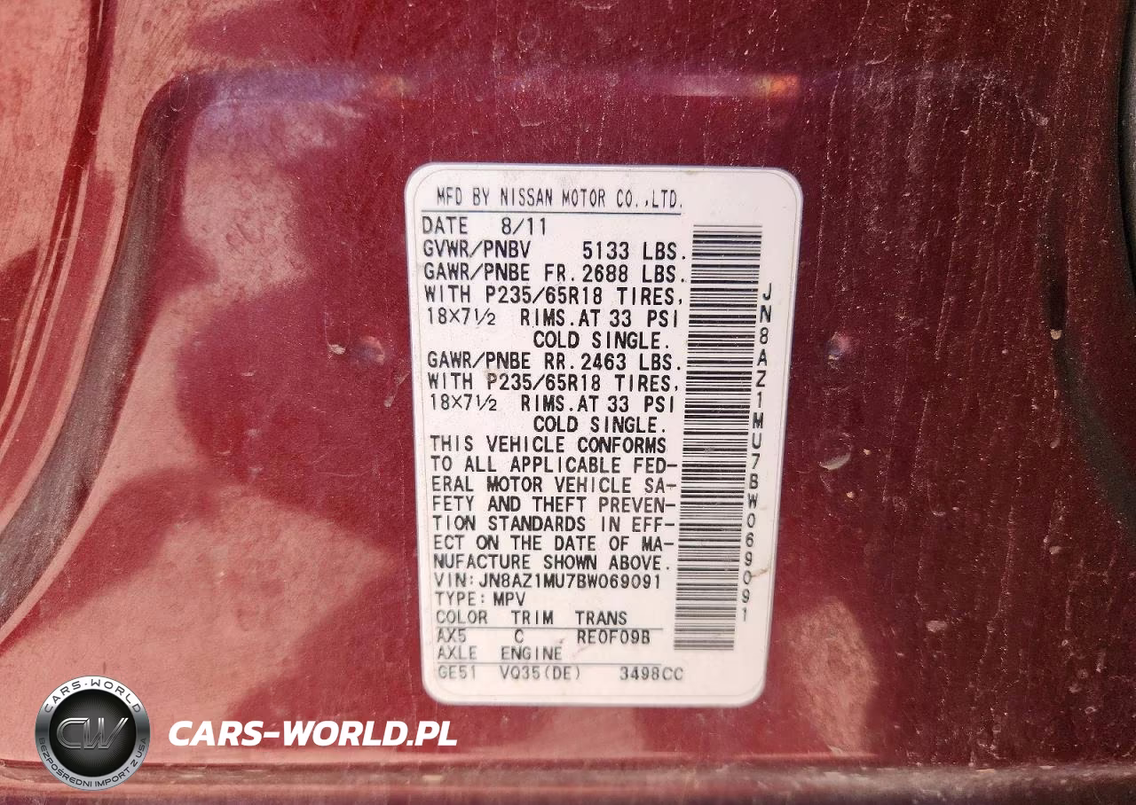 2011 Nissan Murano S VIN:JN8AZ1MU7BW069091 - 13