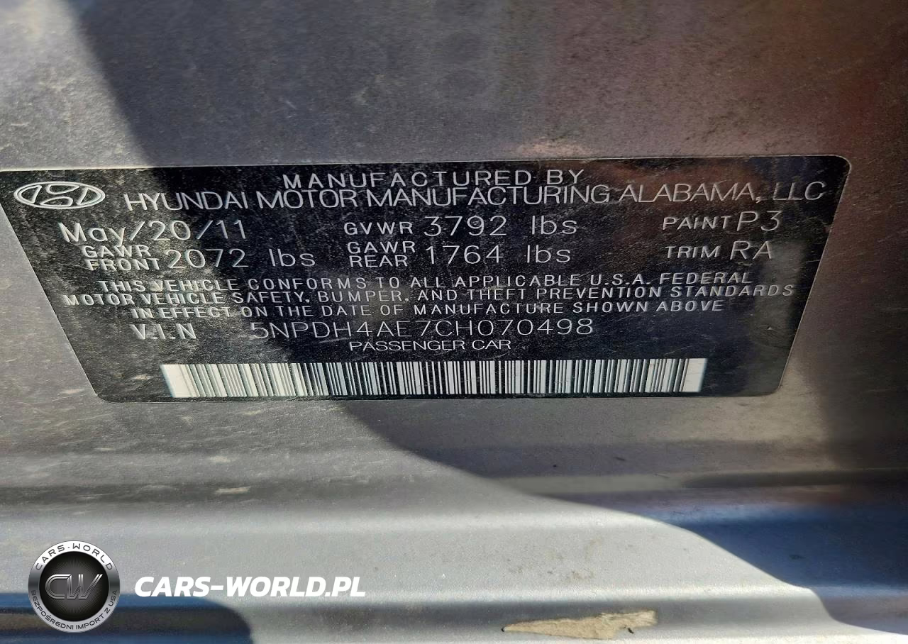 2012 Hyundai Elantra Gls VIN:5NPDH4AE7CH070498 - 12