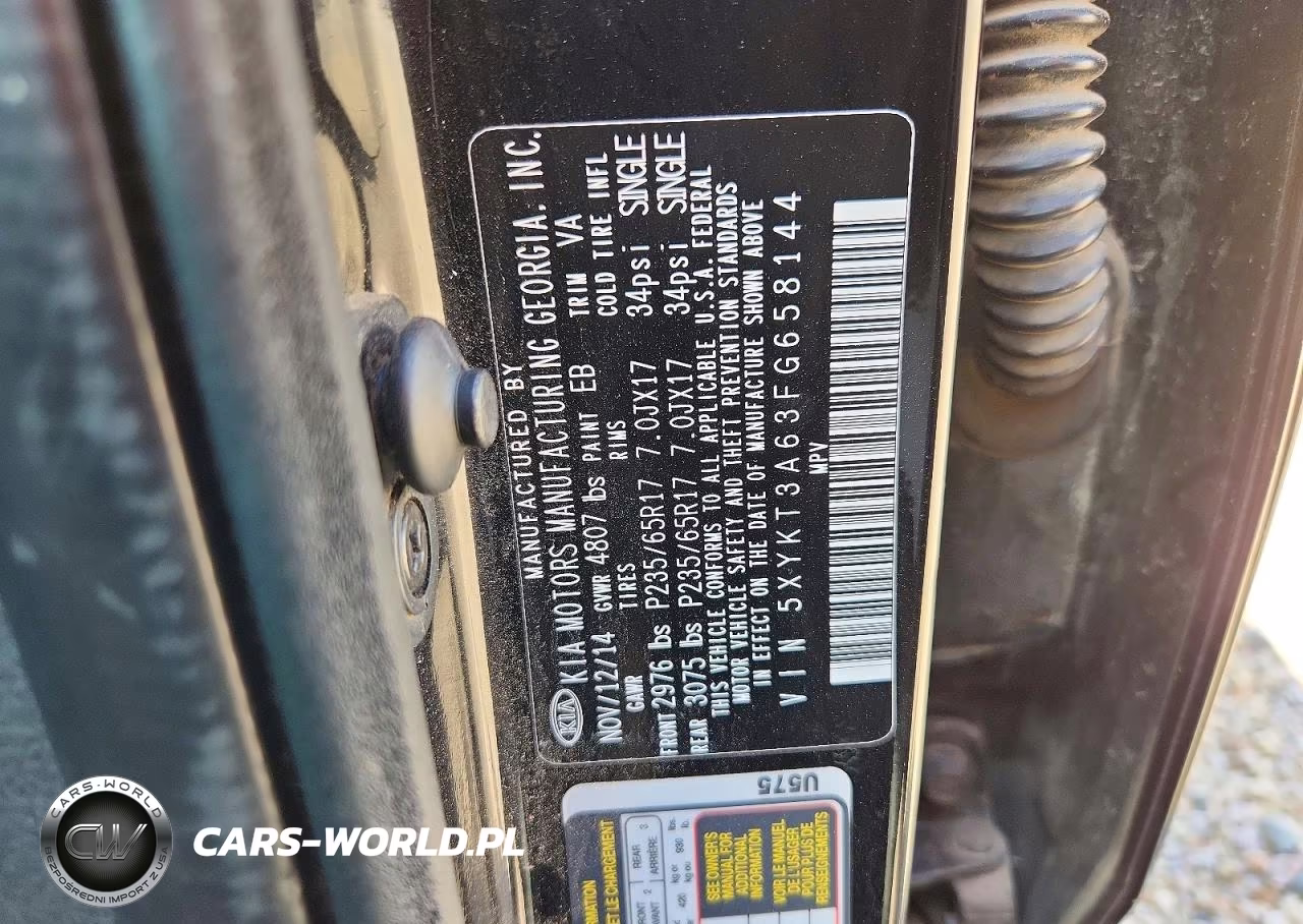 2015 Kia Sorento Lx VIN:5XYKT3A63FG658144 - 14