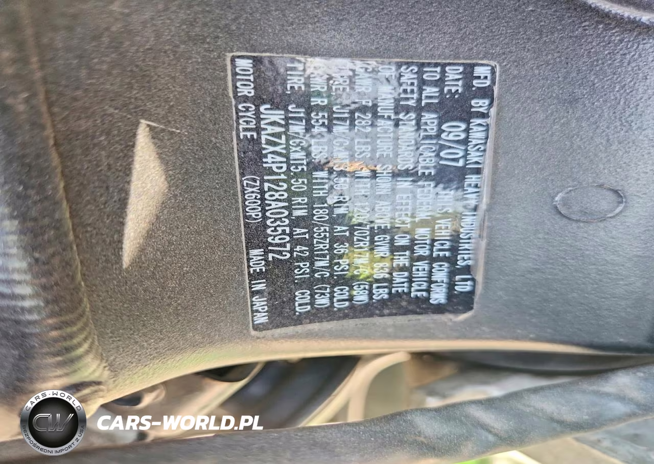 2008 Kawasaki Zx600 P VIN:JKAZX4P128A035972 - 9