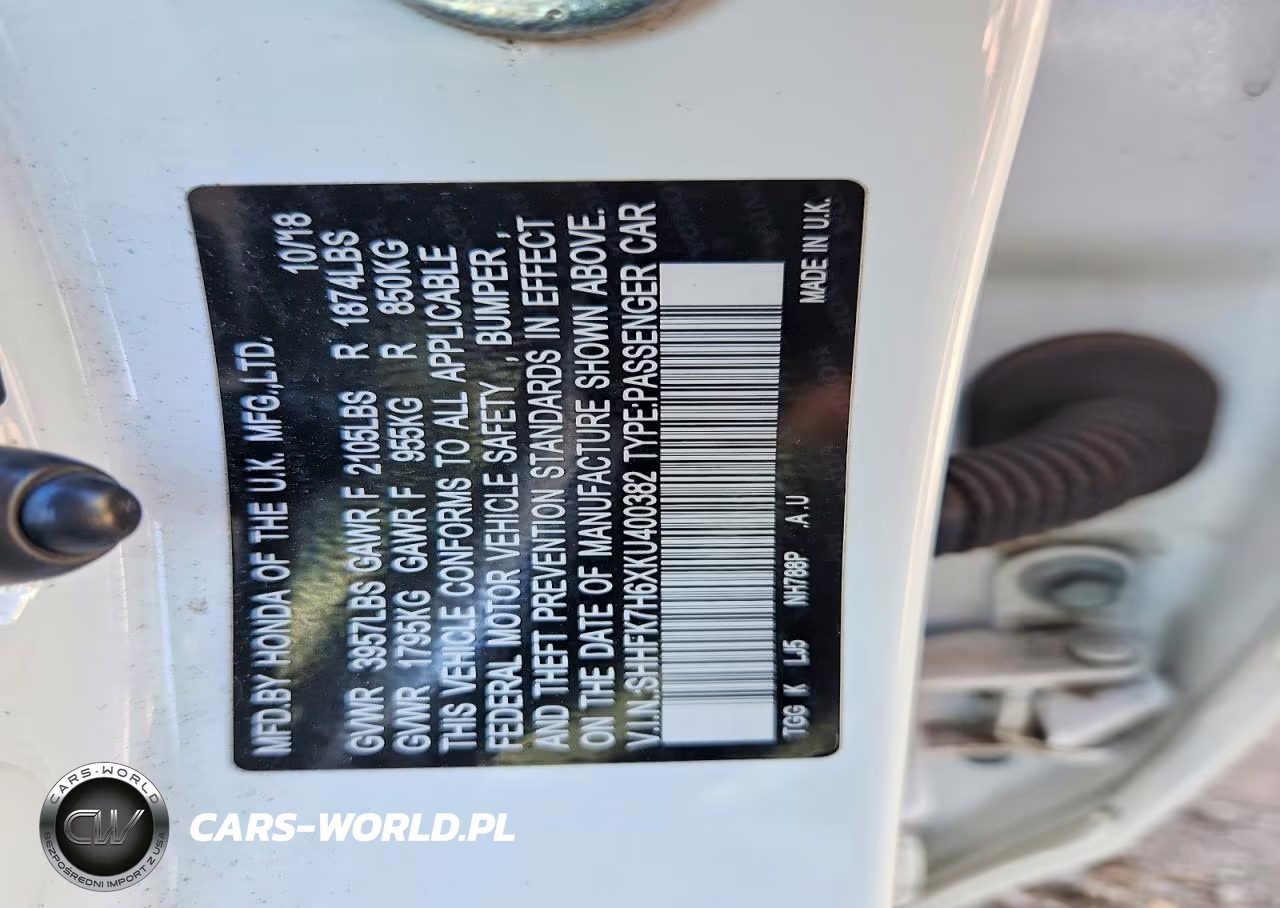2019 Honda Civic Ex VIN:SHHFK7H6XKU400382 - 13