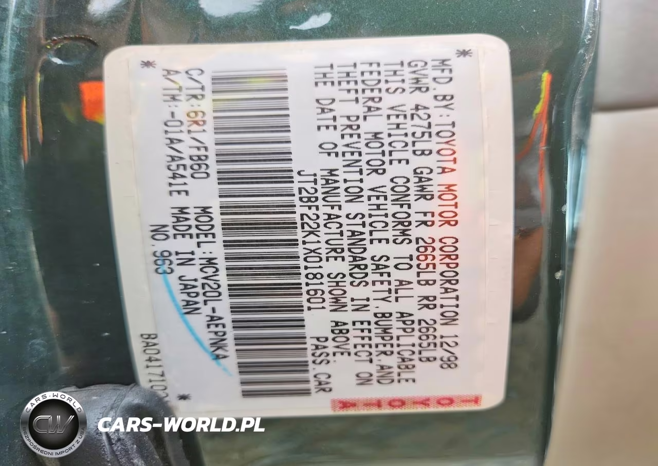 1999 Toyota Camry Le V6 VIN:JT2BF22K1X0181601 - 12