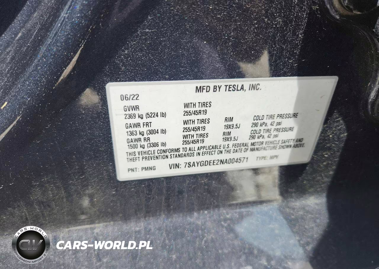 2022 Tesla Model Y VIN:7SAYGDEE2NA004571 - 12