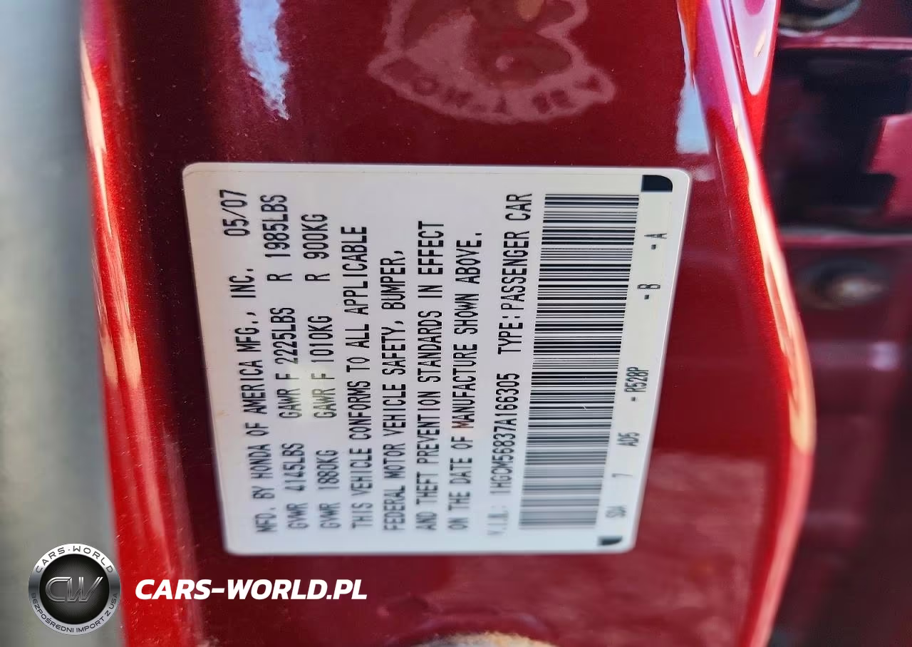 2007 Honda Accord Ex VIN:1HGCM56837A166305 - 12
