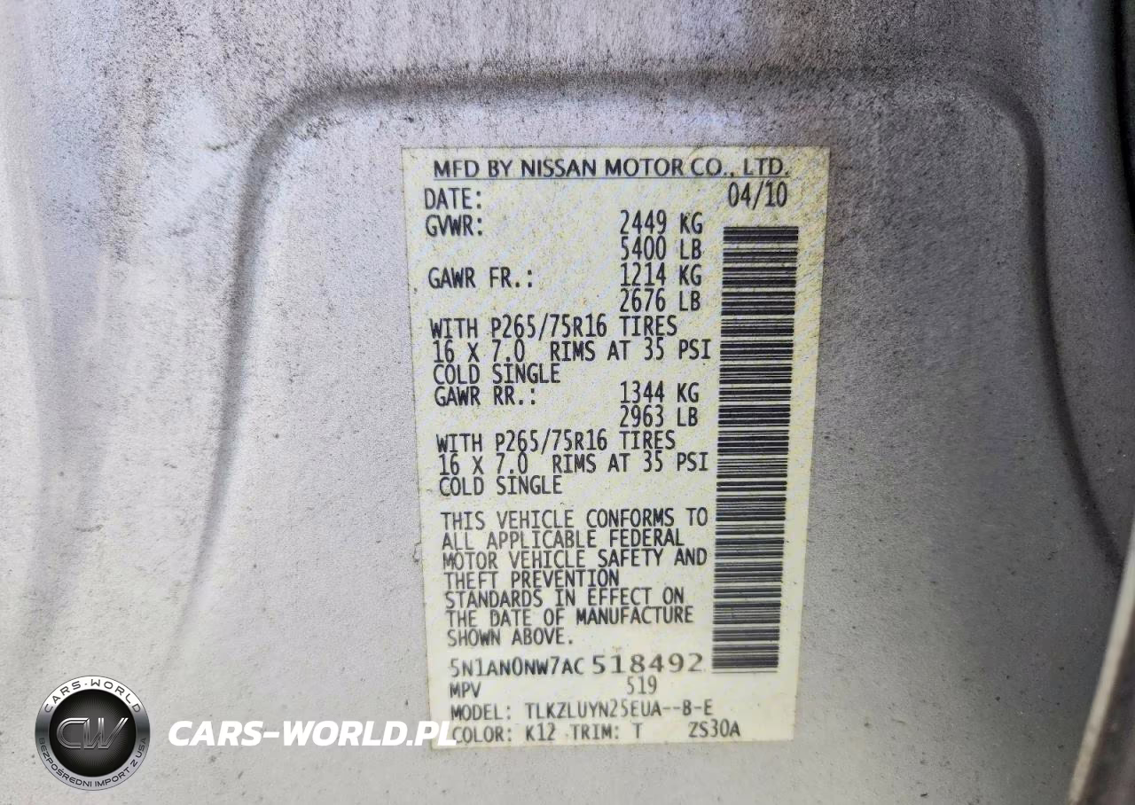 2010 Nissan Xterra X VIN:5N1AN0NW7AC518492 - 12