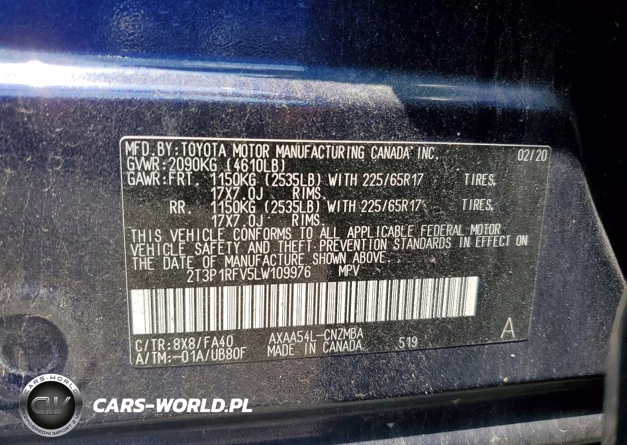 2020 Toyota Rav4 Xle VIN:2T3P1RFV5LW109976 - 12
