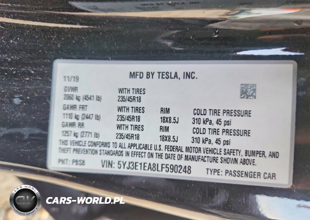 2020 Tesla Model 3 VIN:5YJ3E1EA8LF590248 - 12
