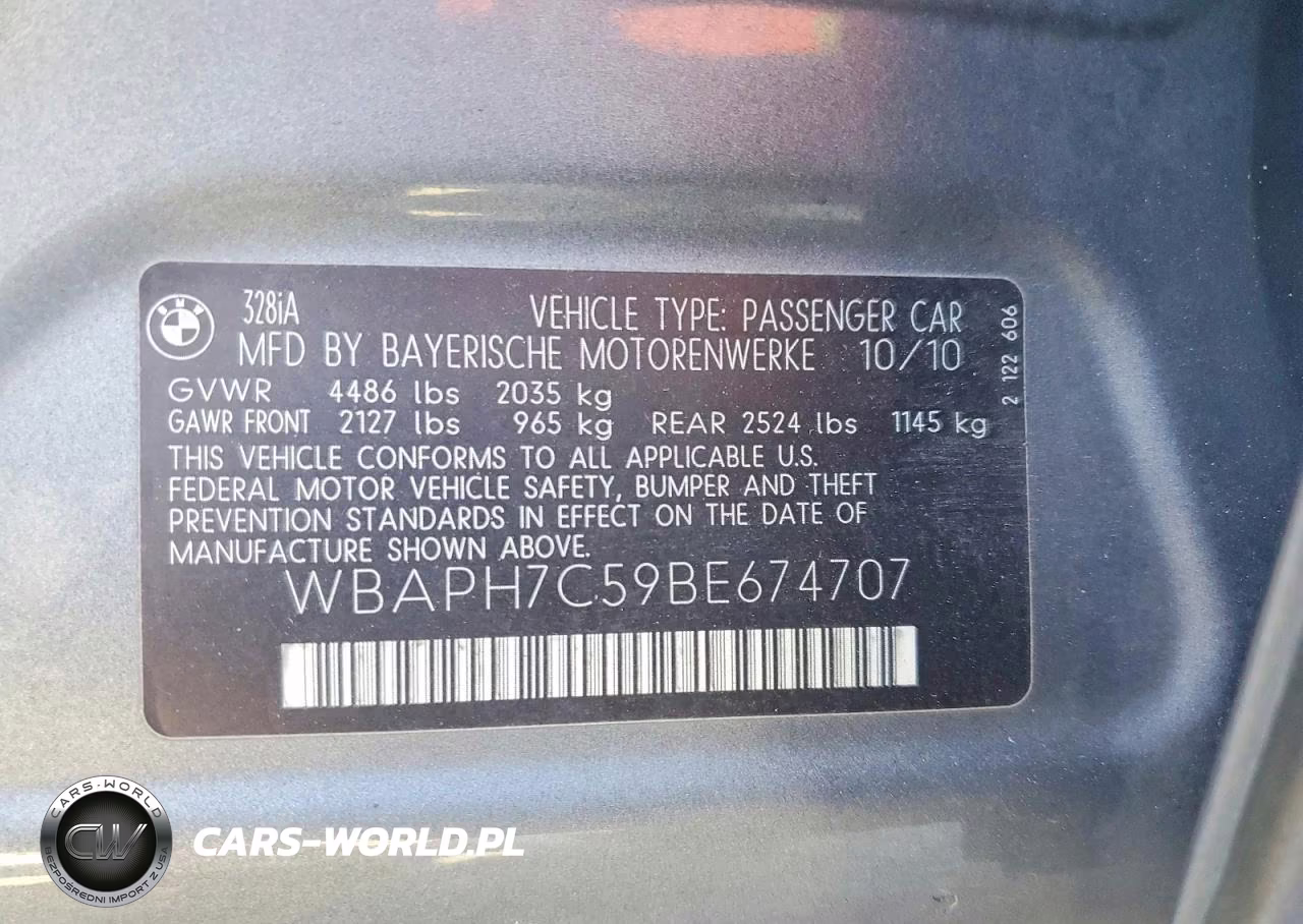 2011 BMW 328 I VIN:WBAPH7C59BE674707 - 13