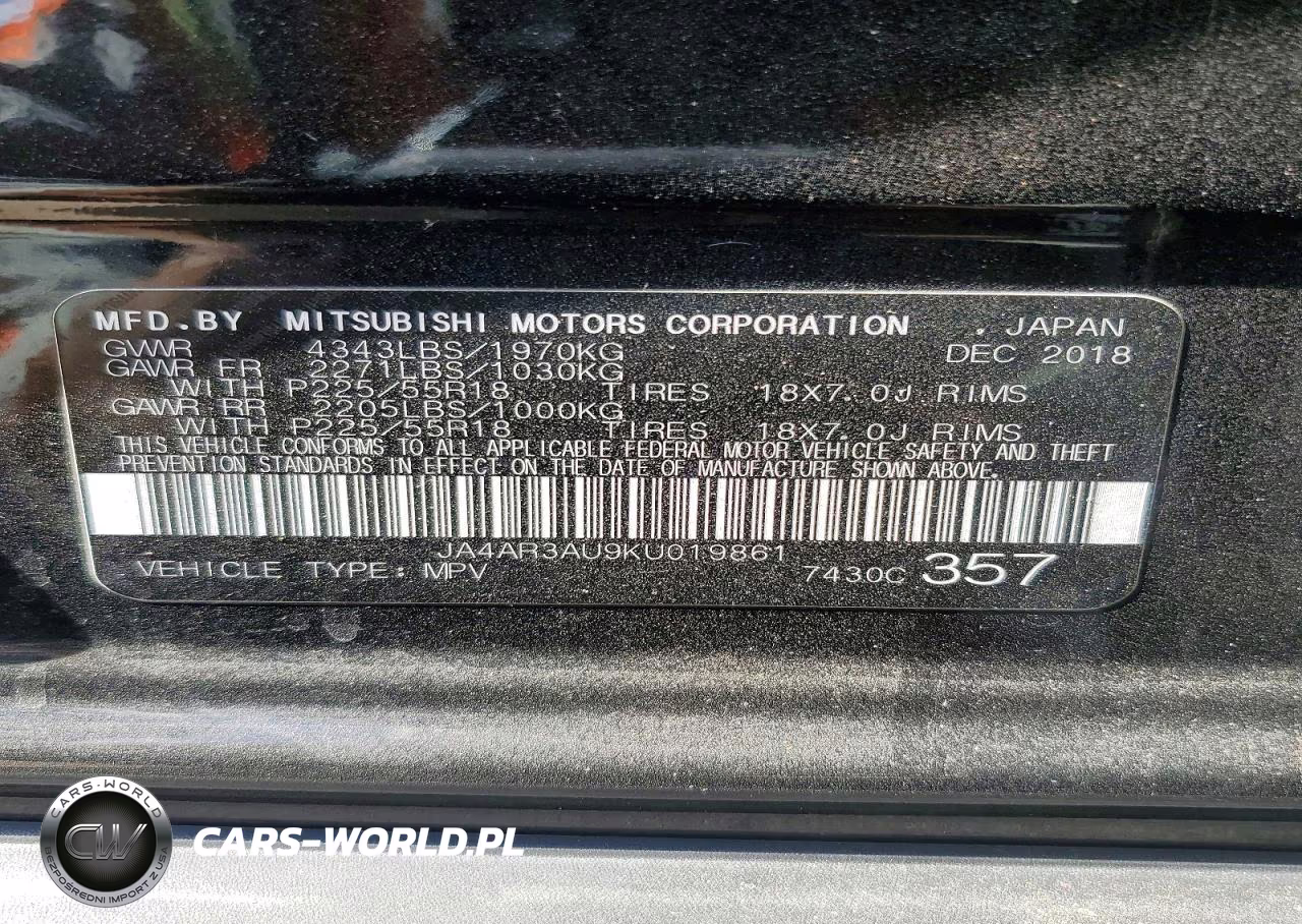 2019 Mitsubishi Outlander Sport Es VIN:JA4AR3AU9KU019861 - 12