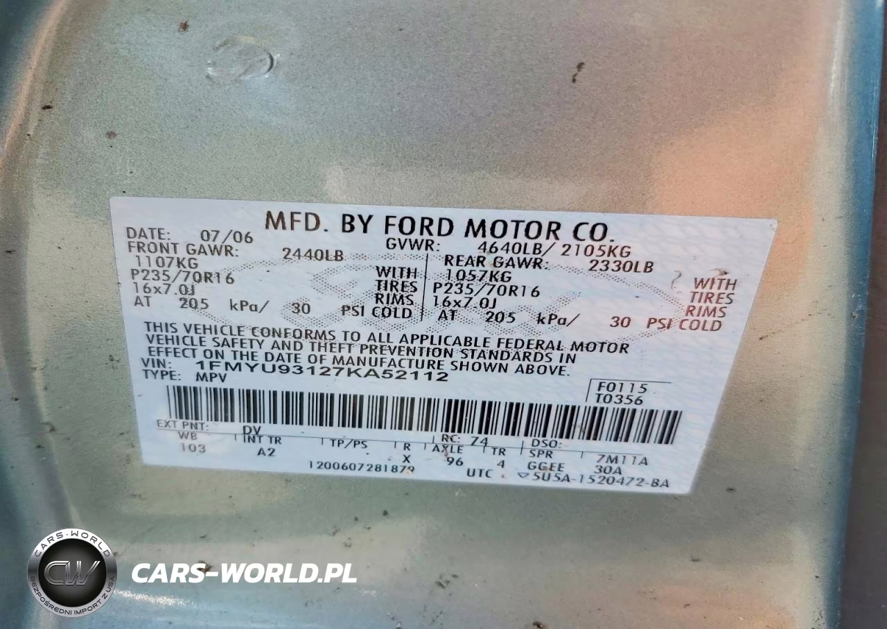 2007 Ford Escape Xlt VIN:1FMYU93127KA52112 - 13
